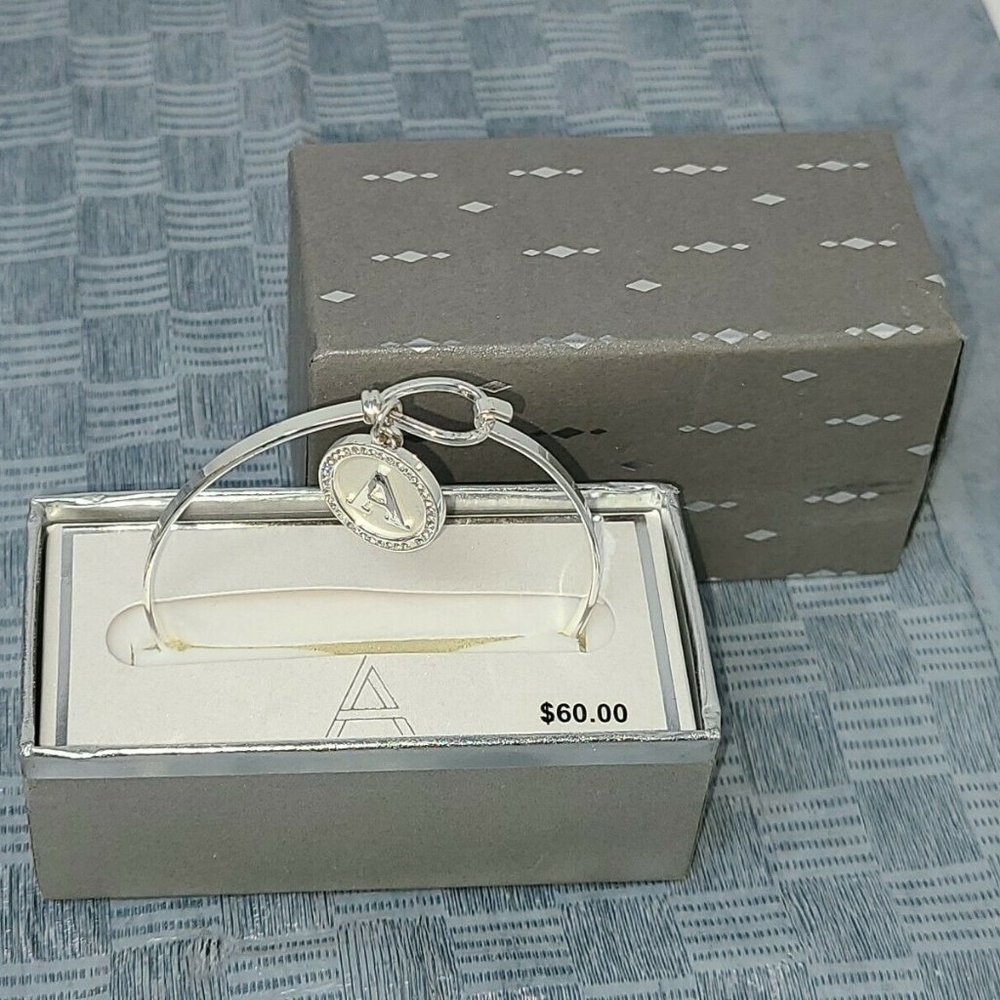 "A" Fine Silver Plated Monogram Bracelet
